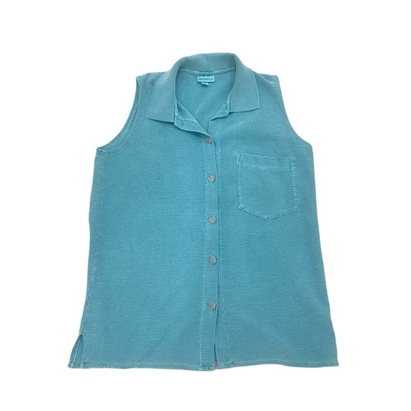 Gramicci sleeveless green collared top silver buttons chest pocket medium - Picture 2 of 12